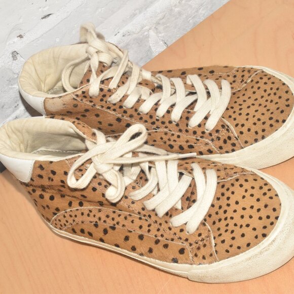 MADEWELL Calf Hair Leopard Print Sneakers Size 6! - Picture 2 of 5